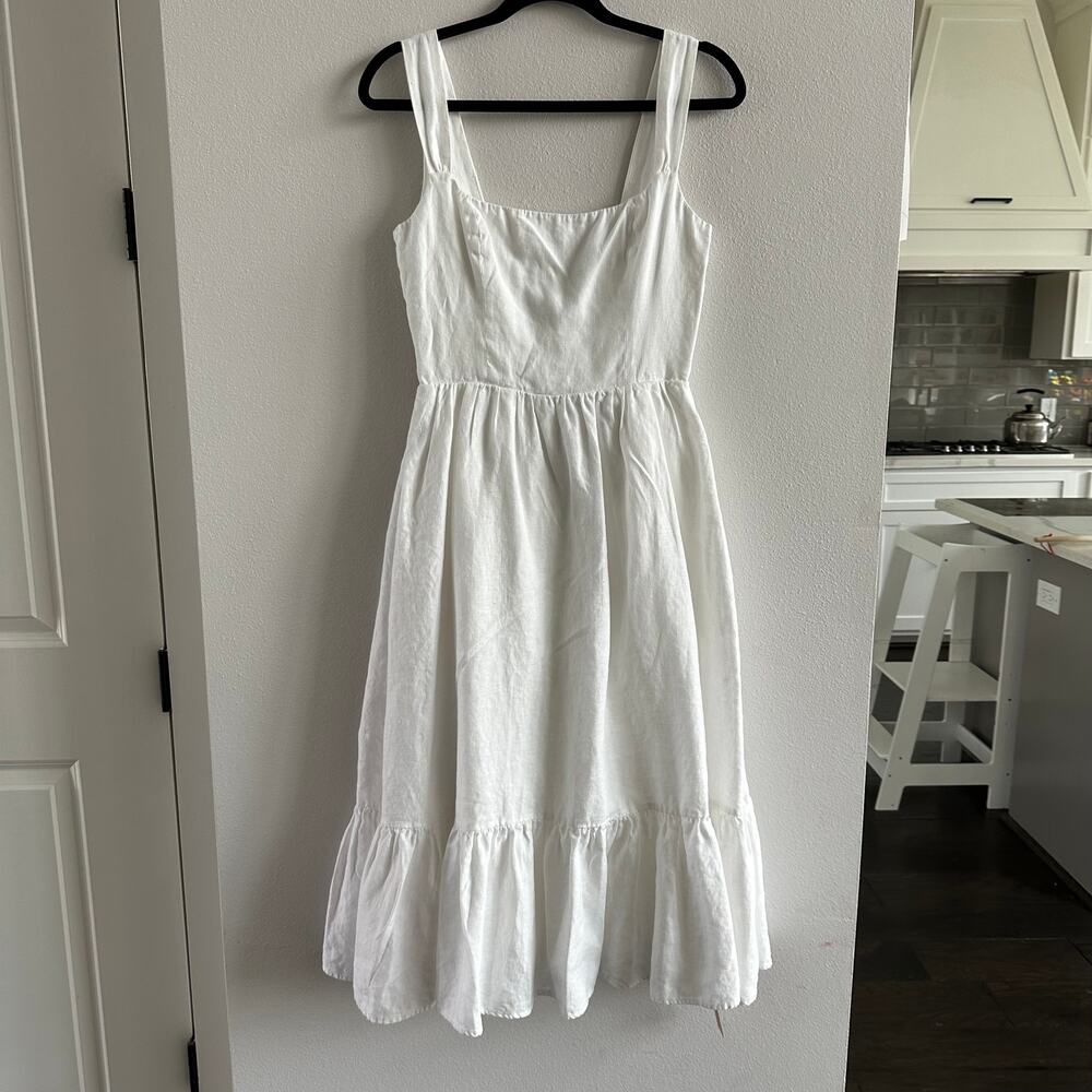 Reformation Bucatini Linen Dress in White NEW size 4